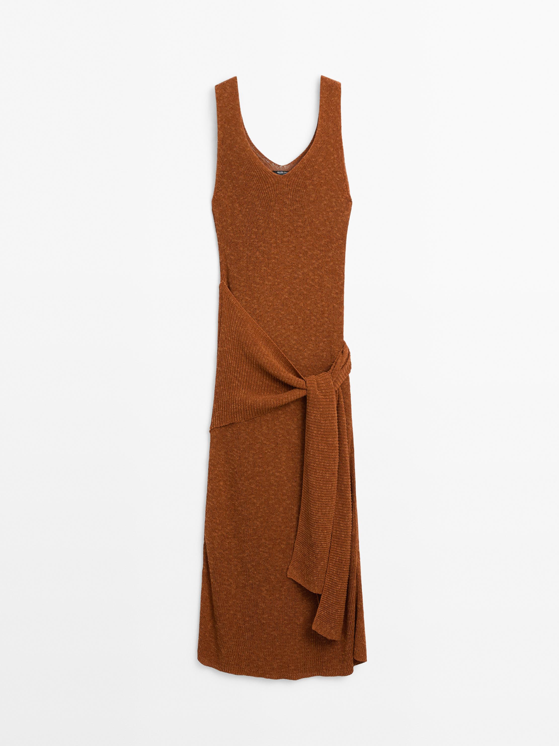 Long knit crossover dress